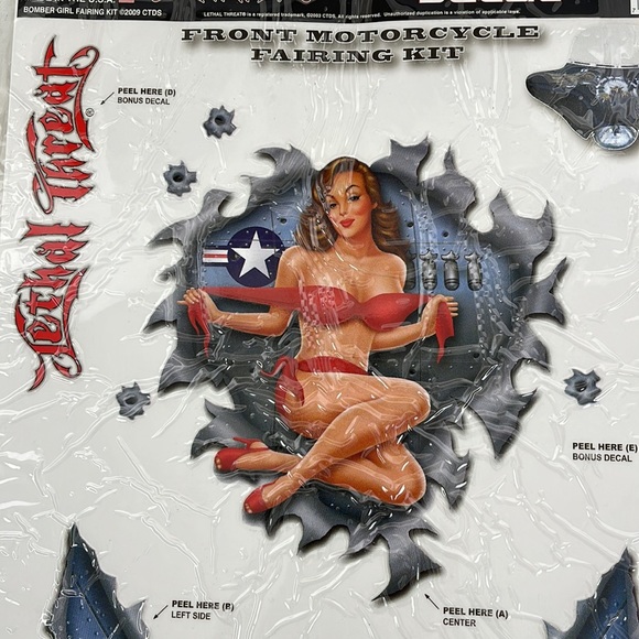 Front Motorcycle Fairing Kit Bomber Girl Fairing Kit Decal Large Decal Kit NWT - Picture 2 of 4